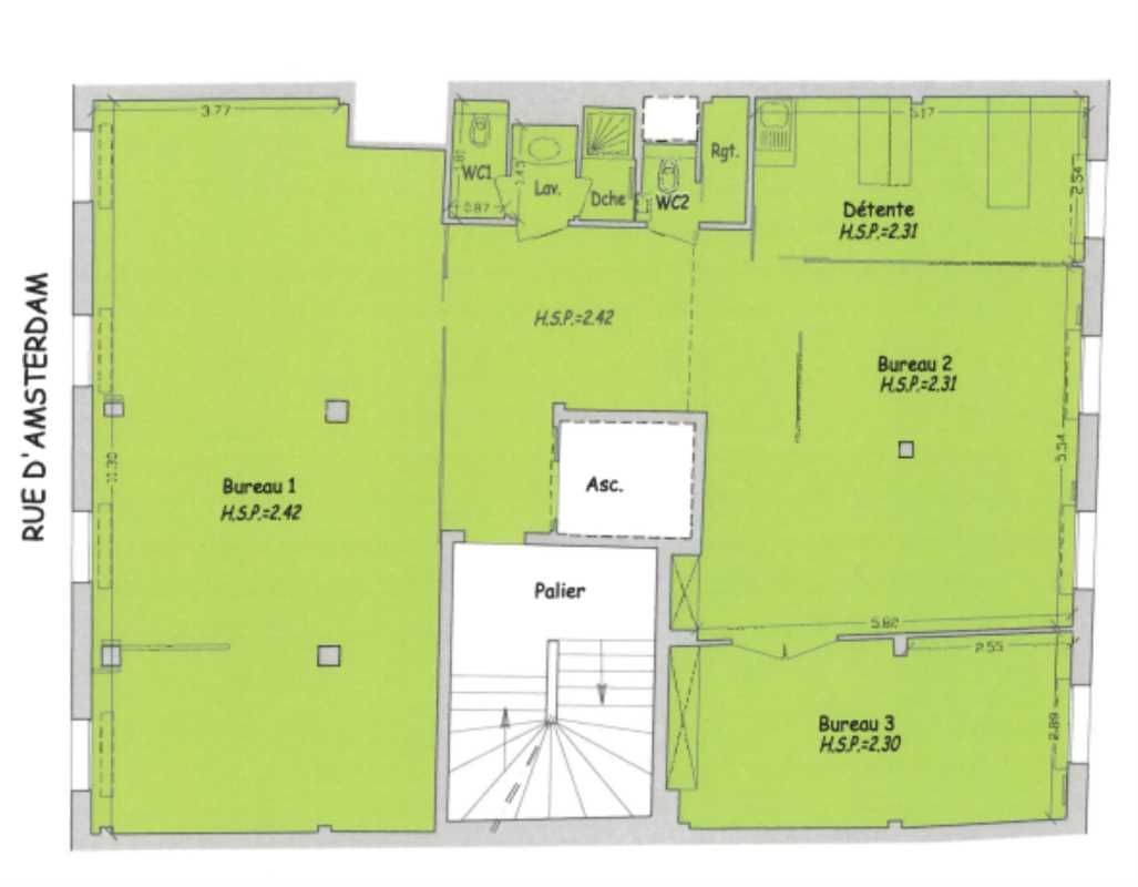 Location bureaux 145 m² non divisibles