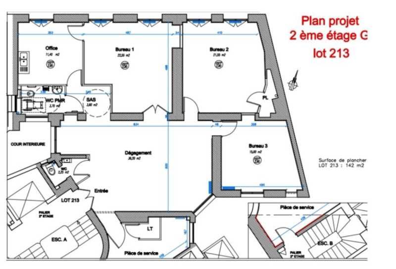 Location de bureaux PARIS - Contrat de prestations de service -  140 m² non divisibles