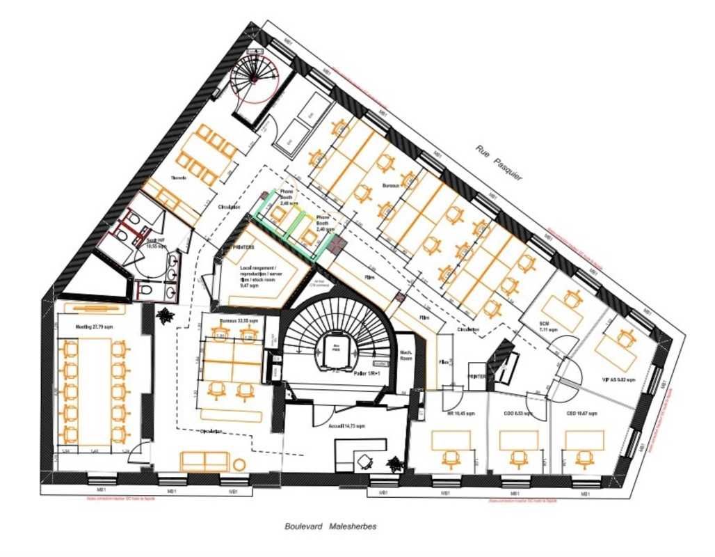 Location bureaux 251 m² non divisibles