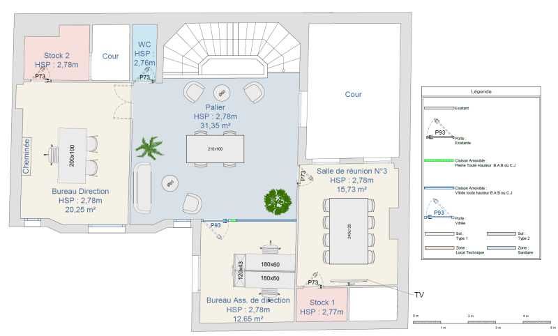 Location bureaux 447 m² non divisibles