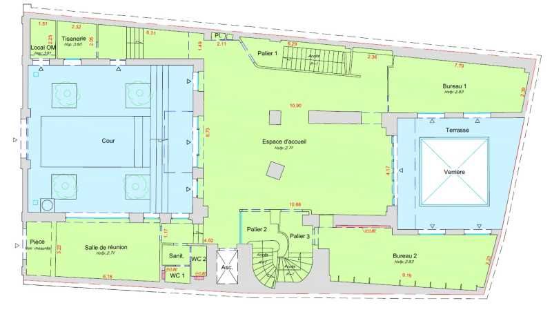 Location bureaux 1100 m² non divisibles