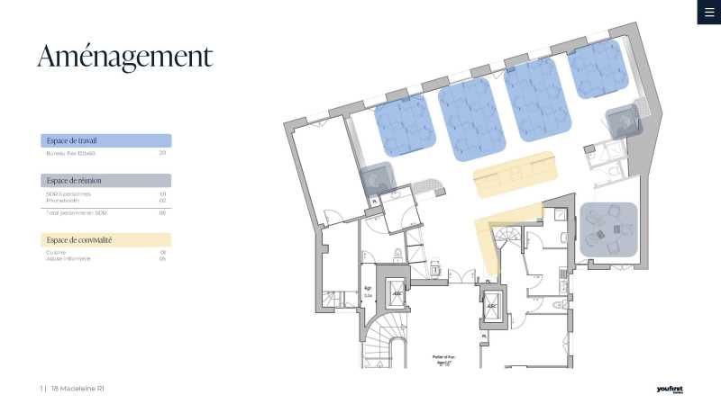 Location de bureaux PARIS - Contrat de prestations de service -  482 m² divisibles à partir de 140 m²
