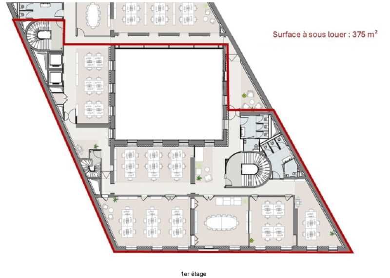 Location bureaux 375 m² non divisibles