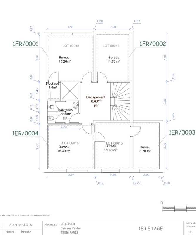 Location bureaux 99 m² non divisibles