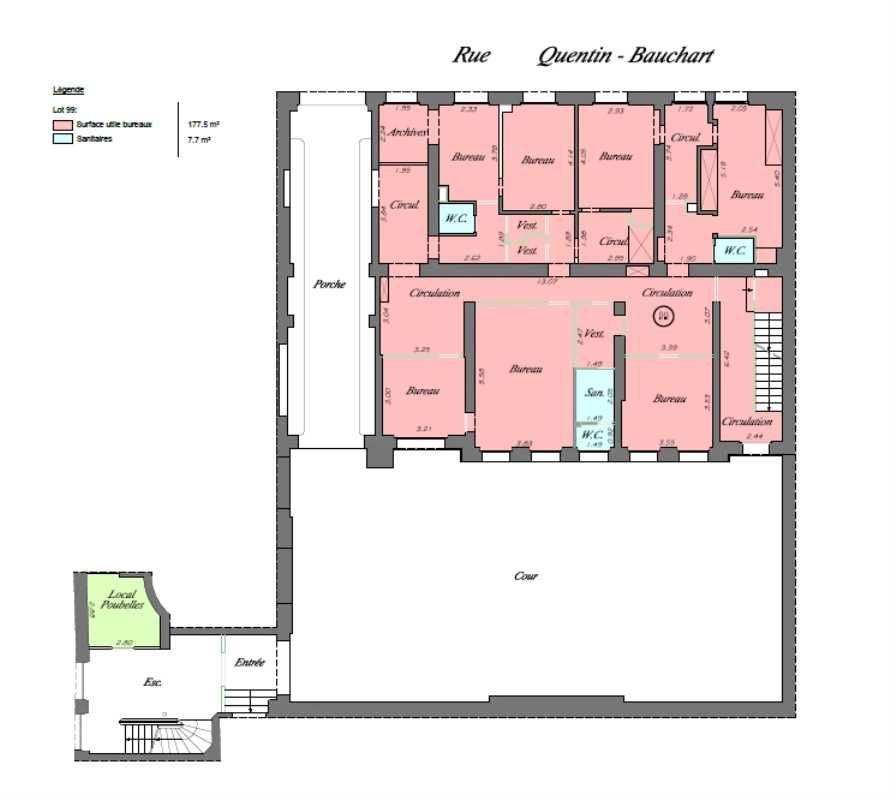 Location bureaux 236 m² non divisibles