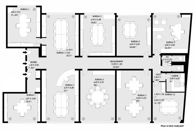 Vente bureaux 292 m² non divisibles