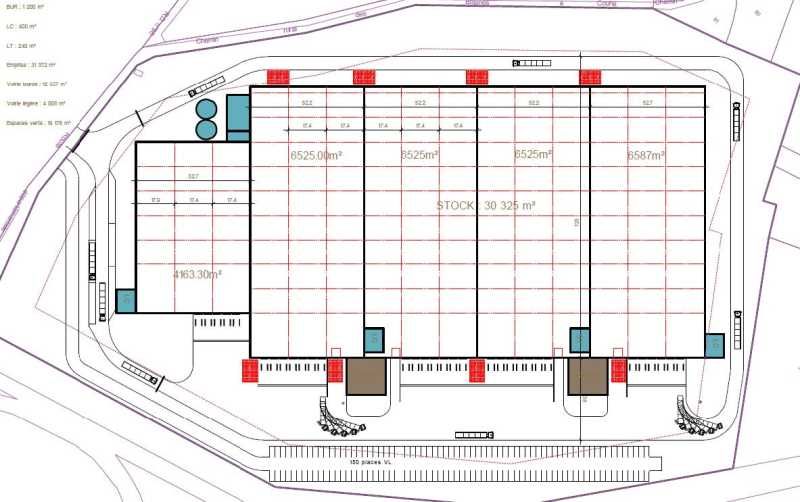Vente entrepots 31625 m² divisibles à partir de 1200 m²