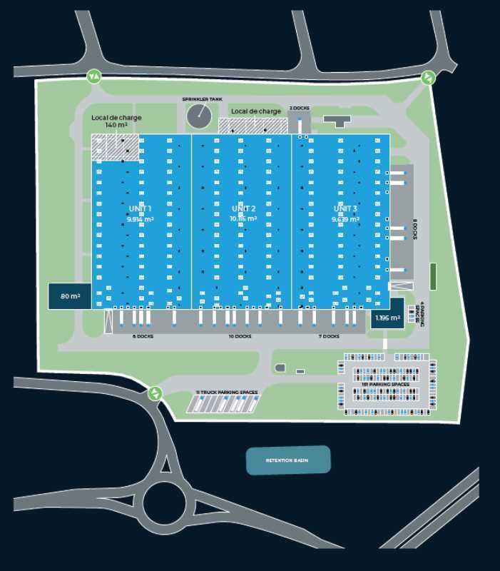 Location entrepots 31346 m² divisibles à partir de 9966 m²
