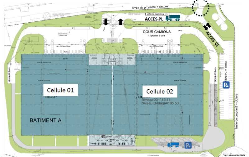 Location entrepots 18398 m² non divisibles