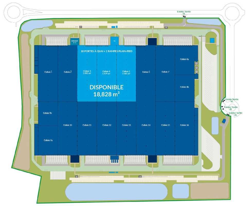 Location entrepots 18829 m² non divisibles