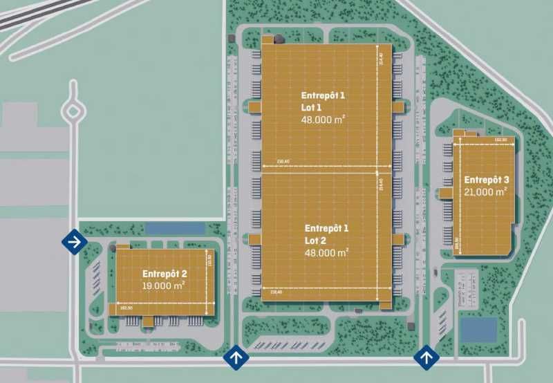 Location entrepots 19088 m² non divisibles