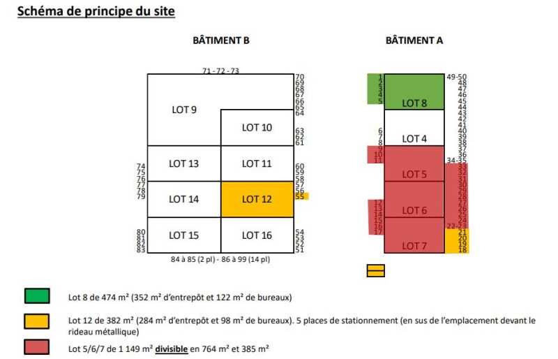 Location entrepots 2005 m² divisibles à partir de 382 m²