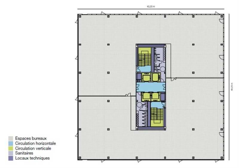 Location bureaux 9118 m² divisibles à partir de 124 m²