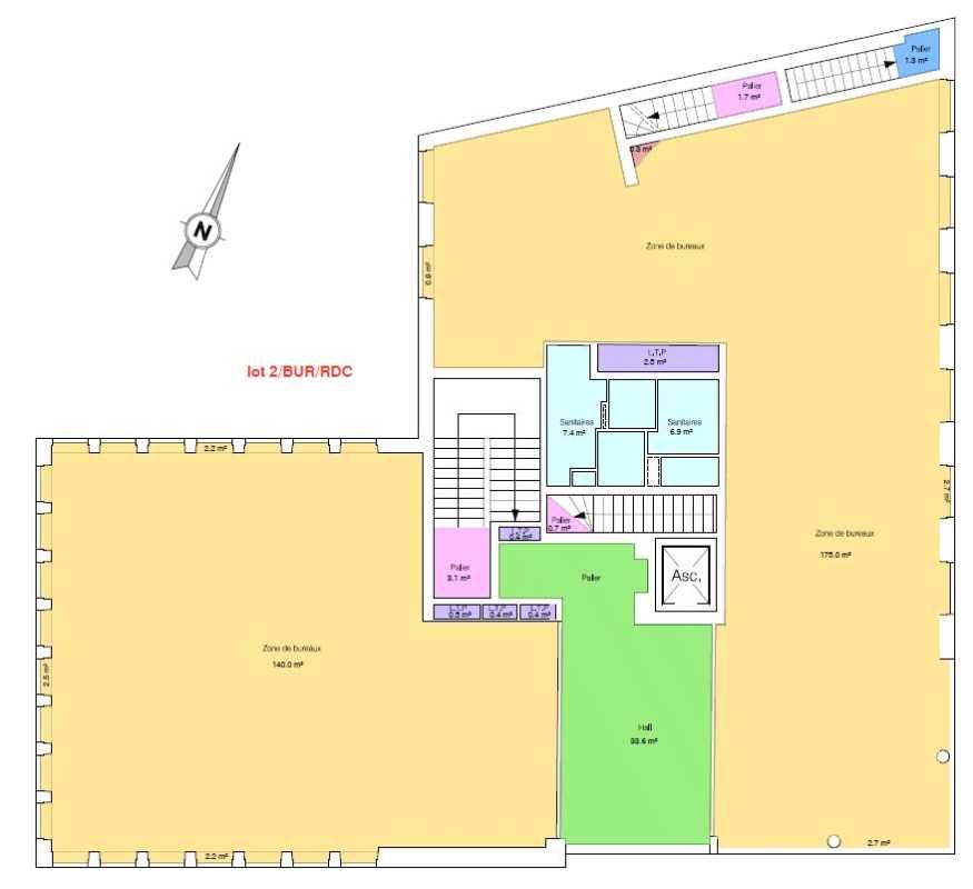Location bureaux 1882 m² divisibles à partir de 216 m²