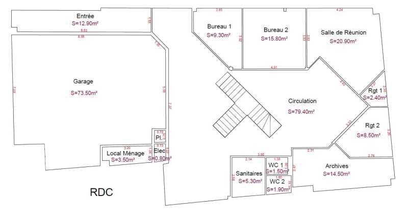 Location bureaux 394 m² non divisibles