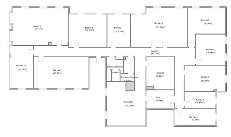 Location bureaux 386 m² non divisibles
