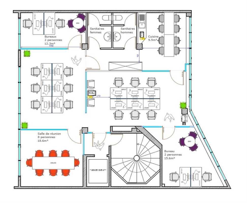 Location bureaux 255 m² non divisibles
