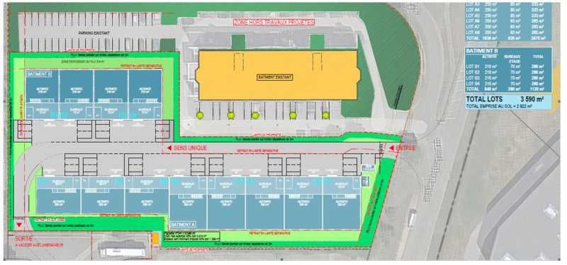 Location entrepots 3590 m² divisibles à partir de 265 m²