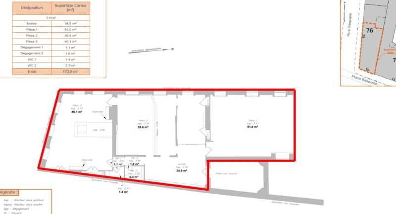 Location bureaux 174 m² non divisibles