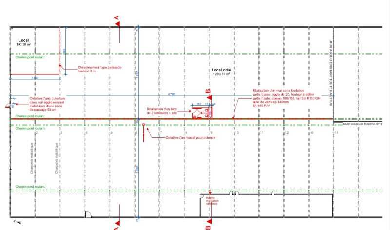 Location entrepots 1212 m² non divisibles