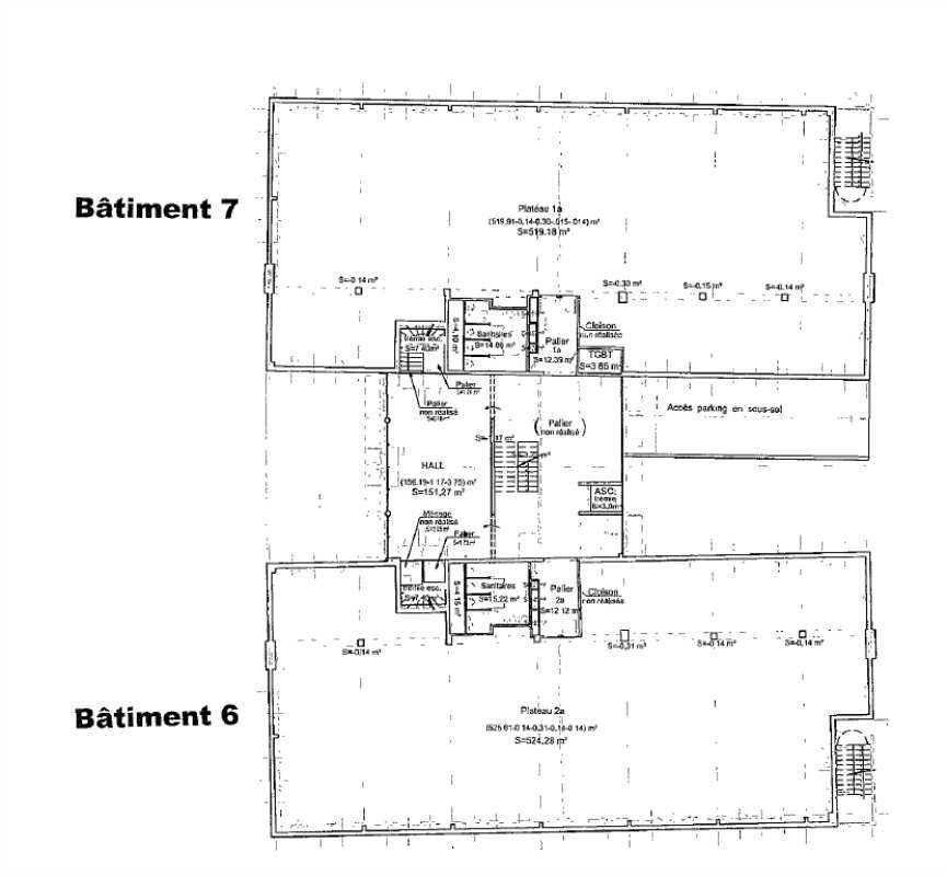 Vente bureaux 3111 m² divisibles à partir de 93 m²
