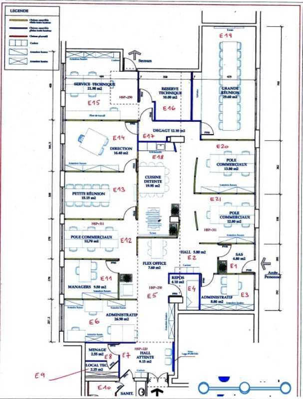 Location bureaux 257 m² non divisibles