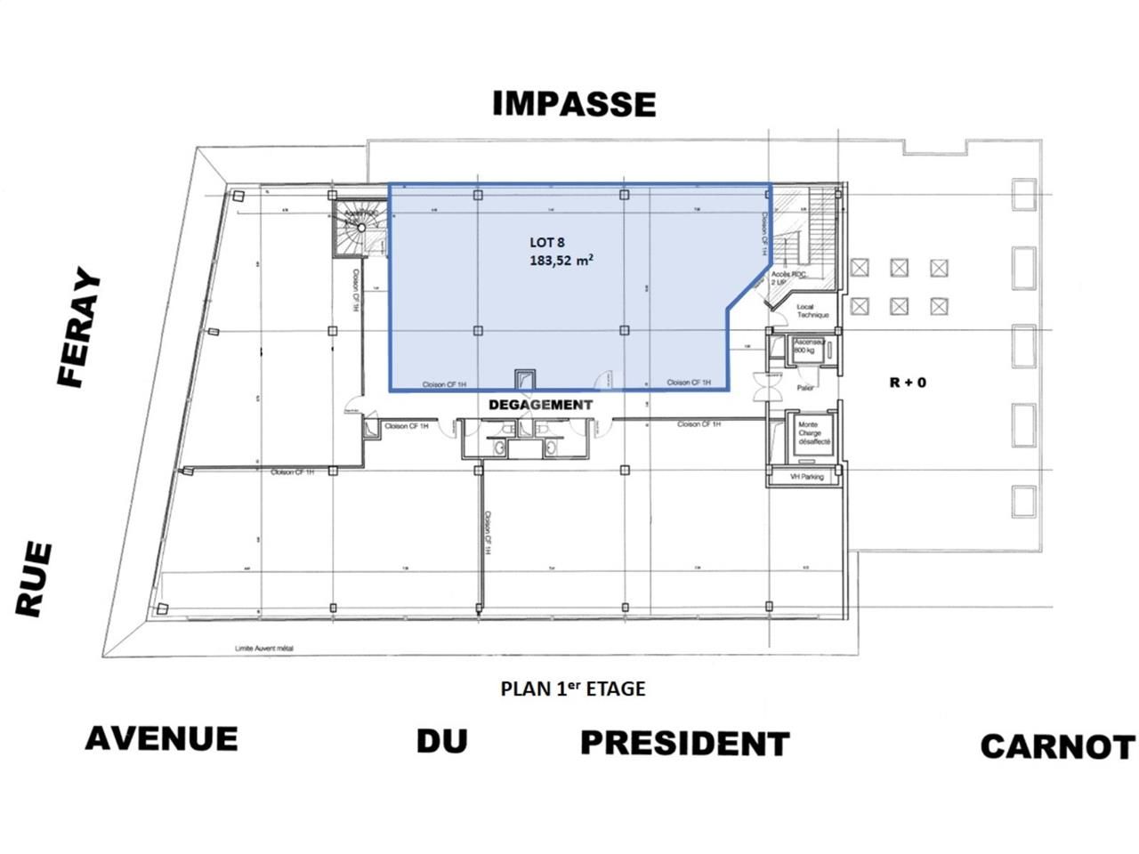 Location bureaux 265 m² divisibles à partir de 82 m²