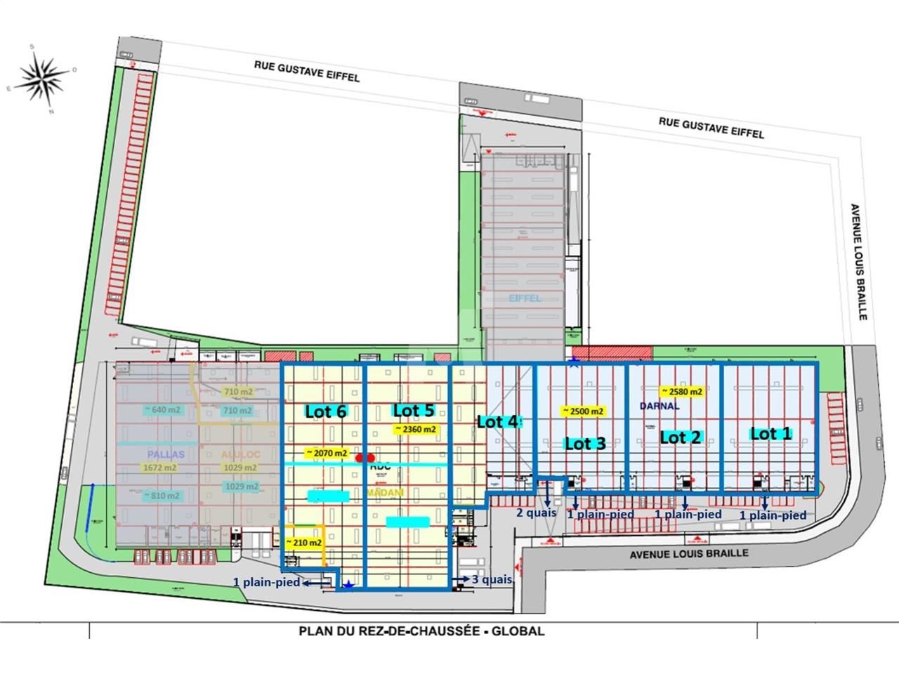 Location entrepots 14510 m² divisibles à partir de 2070 m²