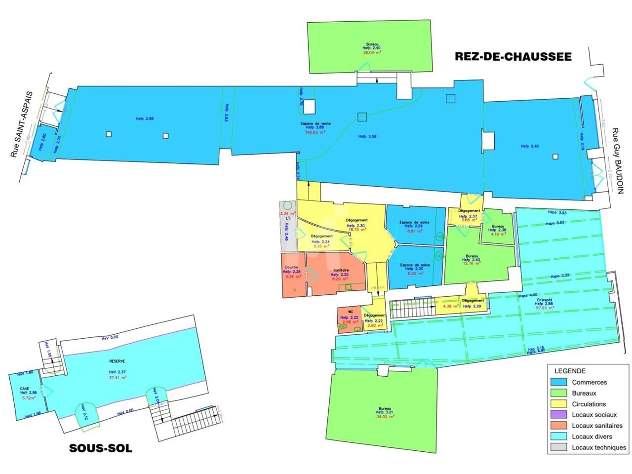 Location locaux commerciaux 474 m² non divisibles