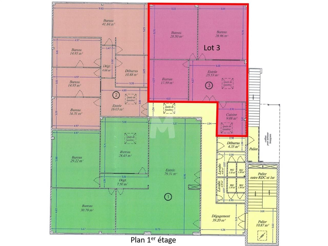 Location bureaux 111 m² non divisibles