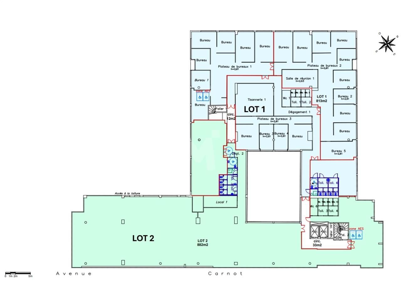 Location bureaux 1745 m² divisibles à partir de 838 m²