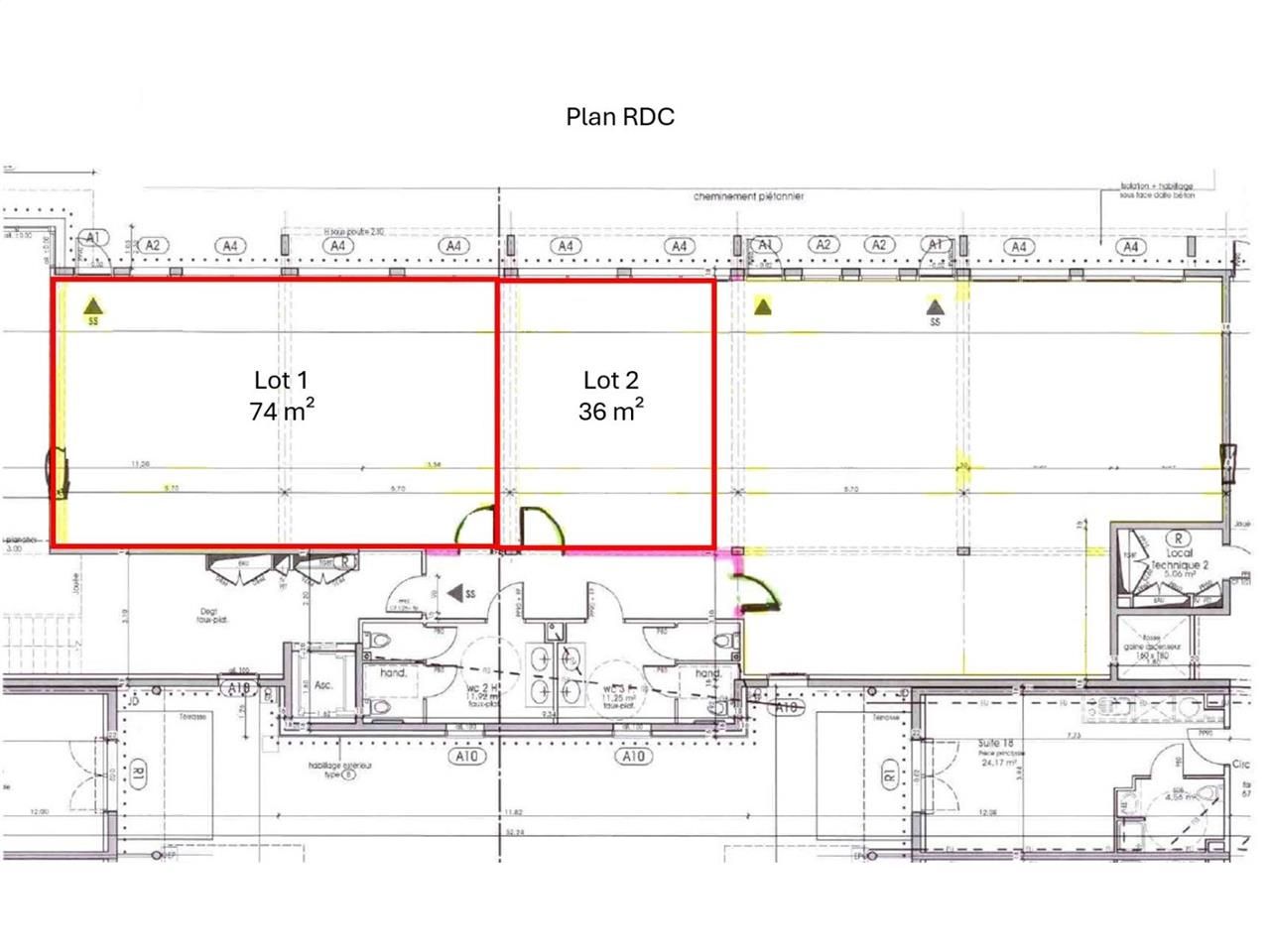 Location bureaux 946 m² divisibles à partir de 36 m²