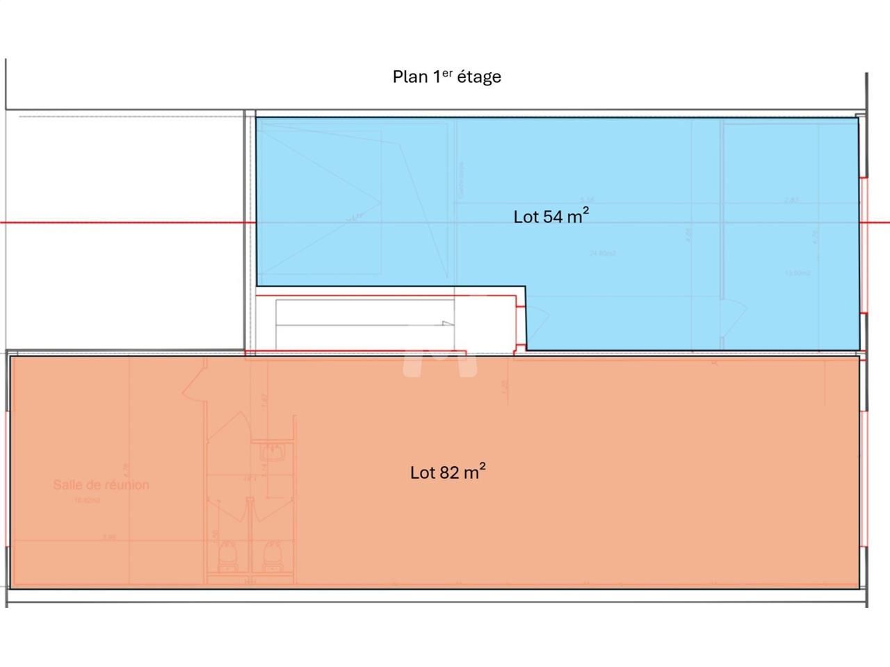 Location bureaux 136 m² divisibles à partir de 54 m²