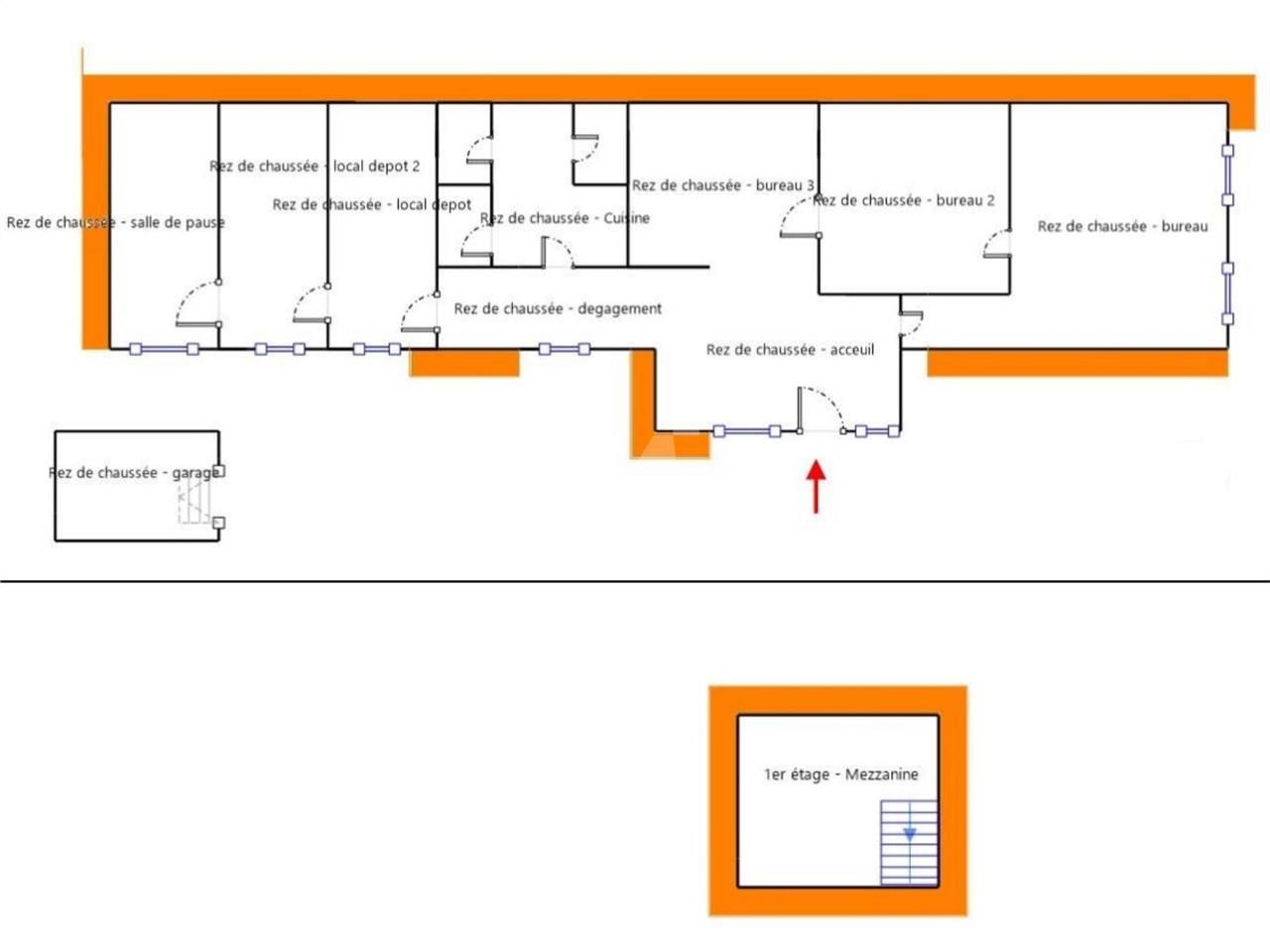 Location bureaux 139 m² non divisibles