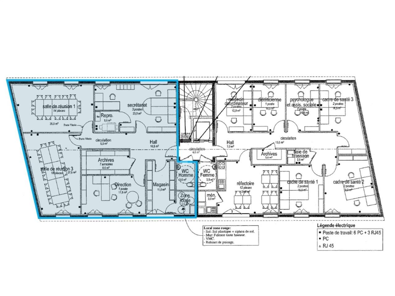 Location bureaux 140 m² non divisibles