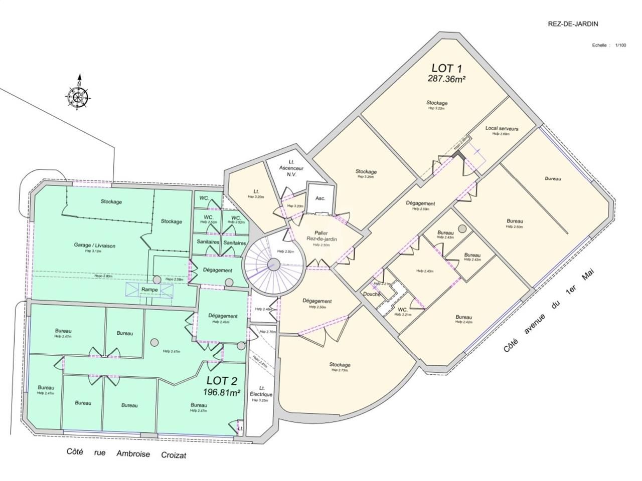 Vente bureaux 1790 m² divisibles à partir de 89 m²