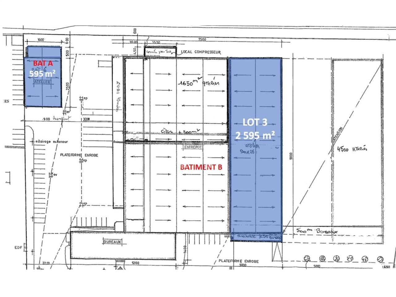 Location entrepots 2595 m² non divisibles