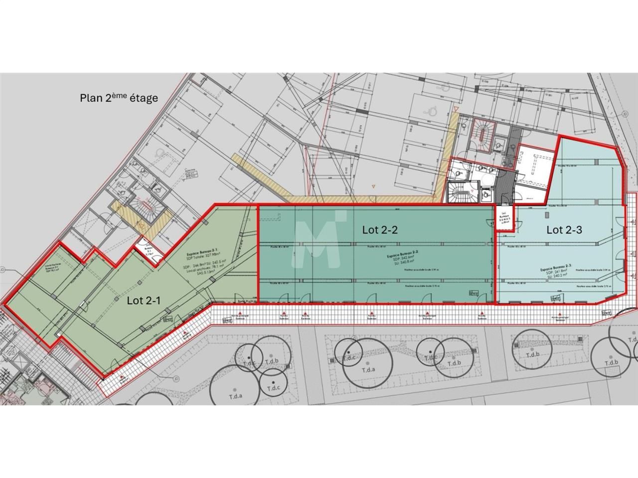 Vente bureaux 1160 m² divisibles à partir de 240 m²