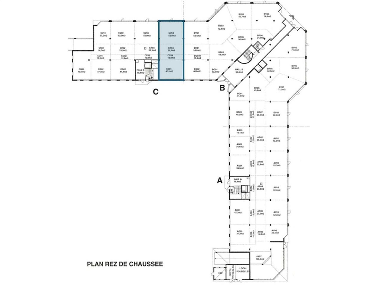 Location locaux commerciaux 136 m² non divisibles