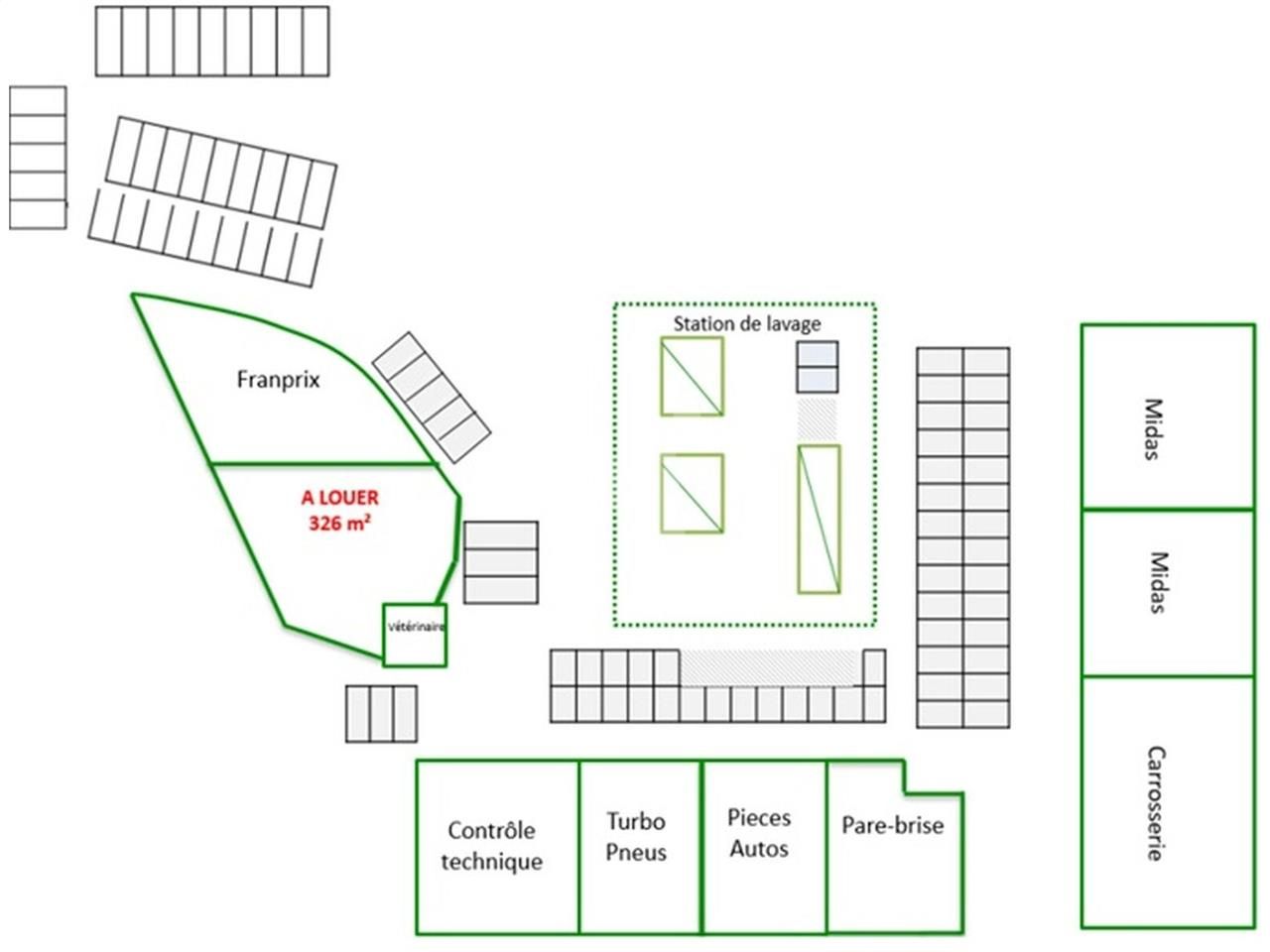 Location locaux commerciaux 390 m² divisibles à partir de 64 m²
