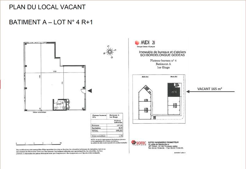 Location bureaux 1573 m² divisibles à partir de 131 m²
