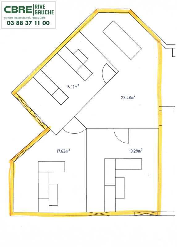 Location bureaux 335 m² divisibles à partir de 83 m²