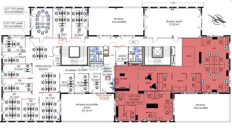 Location bureaux 249 m² divisibles à partir de 4 m²