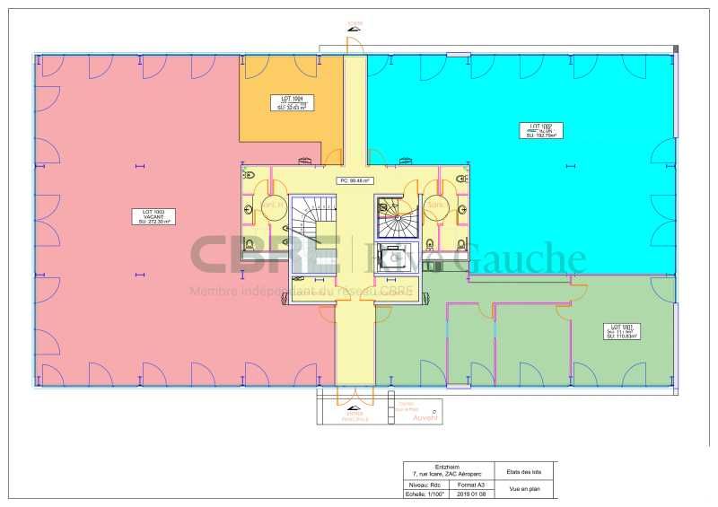 Location bureaux 851 m² divisibles à partir de 136 m²