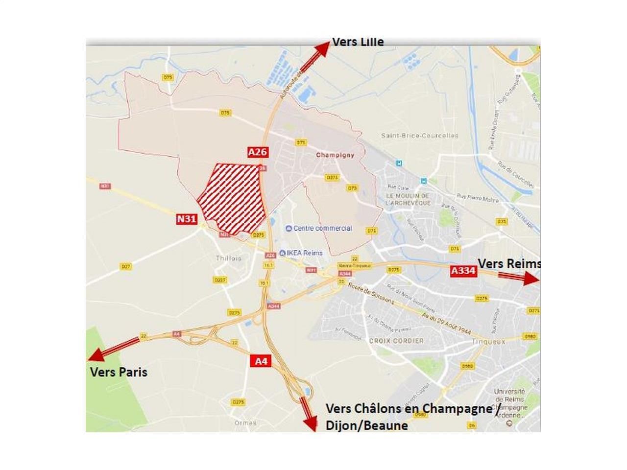 85000 m² pour cetentrepôts classe a en location à Thillois