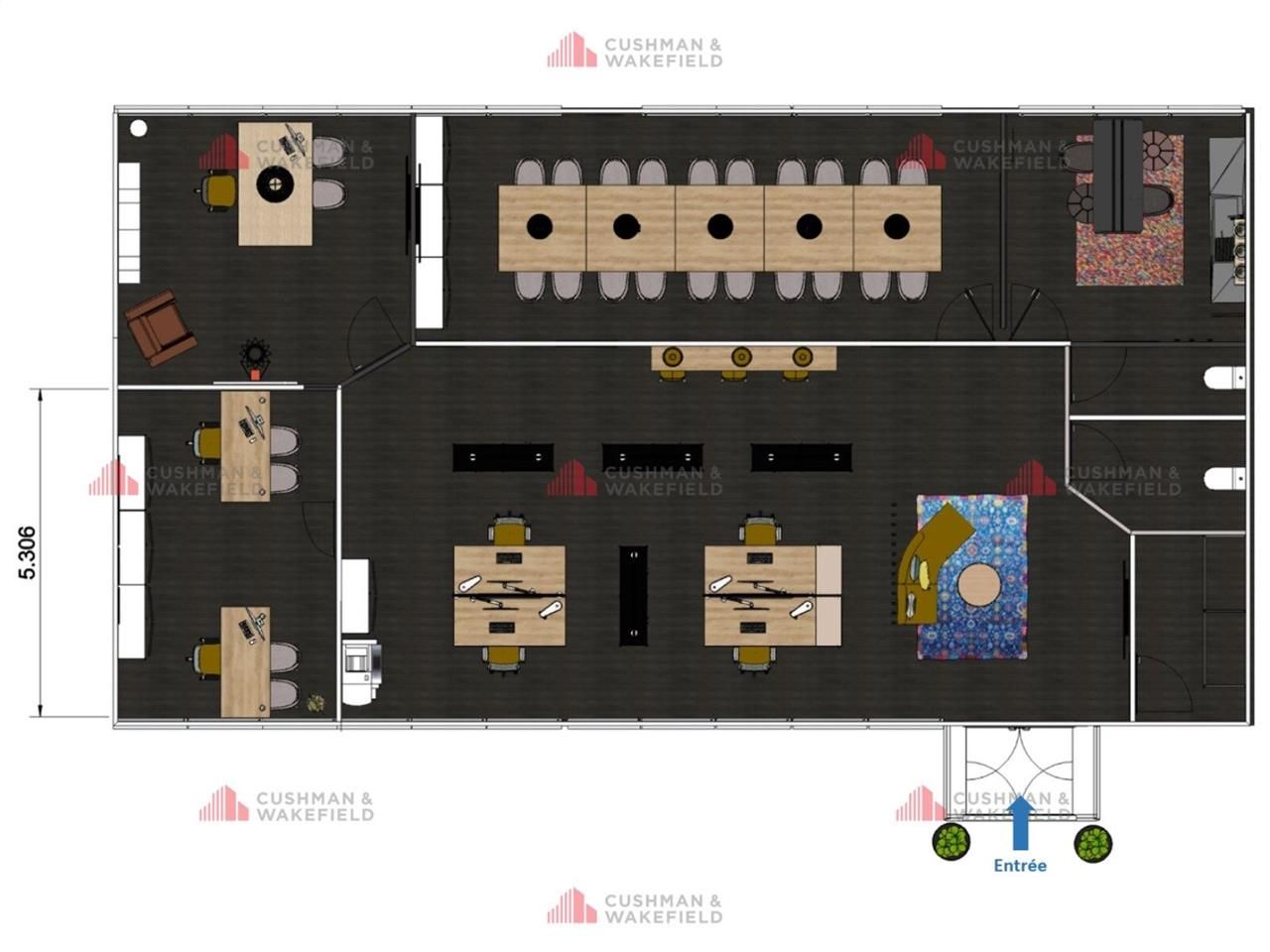 Location bureaux 200 m² non divisibles