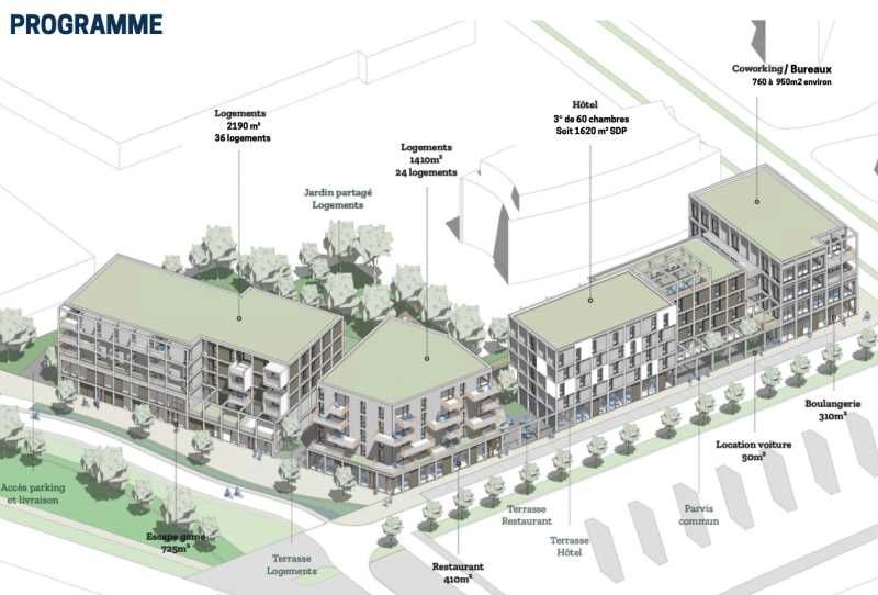 Location bureaux 1206 m² non divisibles