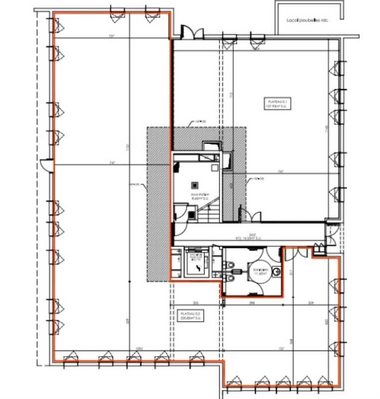 Location bureaux 250 m² non divisibles