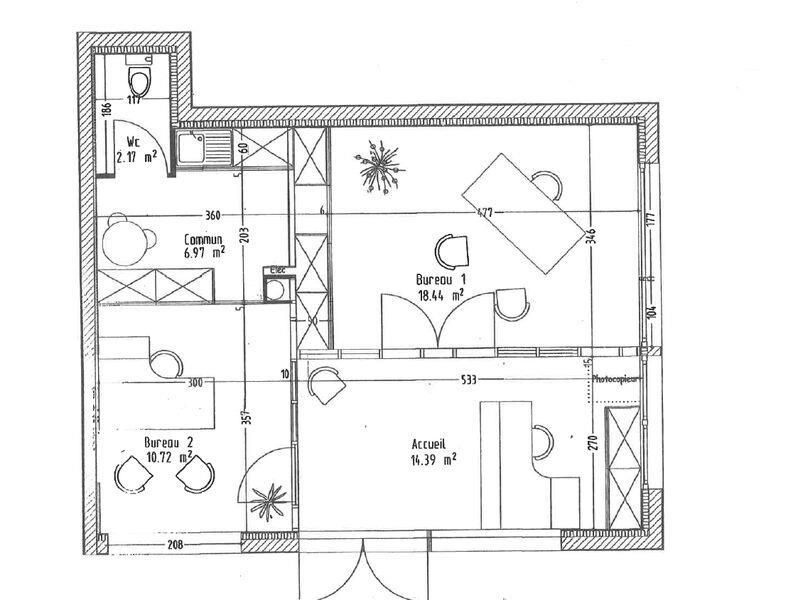 Location locaux commerciaux 57 m² non divisibles