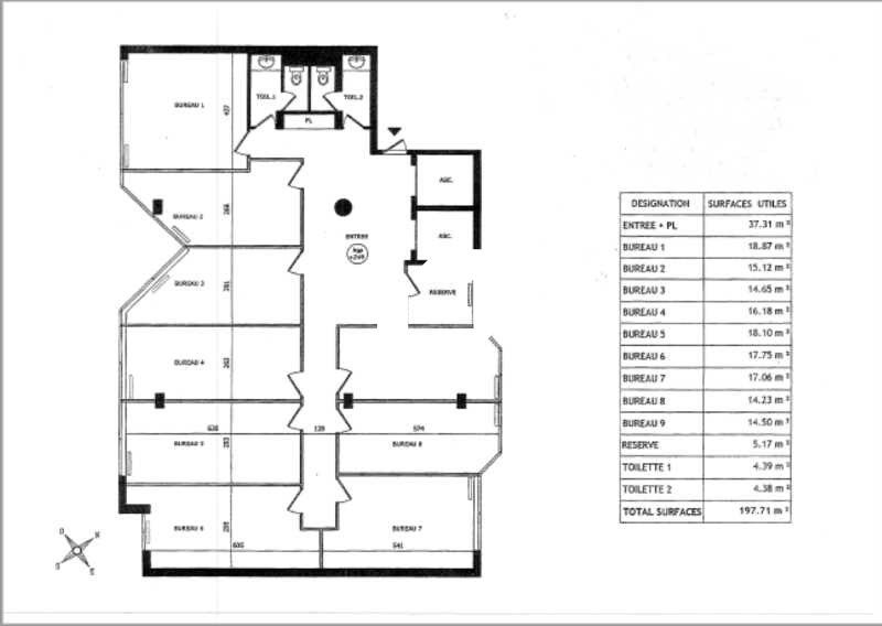 Vente bureaux 198 m² non divisibles